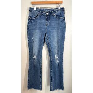 Cowgirl Tuff Co. Womens Distressed Blue Denim Jeans Size W33 L33 western bootcut